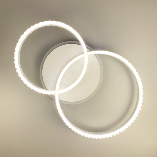 LED люстра на 2 кільця білого кольору з фурнітурою хром Line.F А 55061/2В RGB WH
