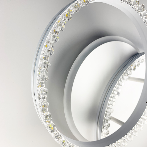 LED люстра на 2 кільця білого кольору з фурнітурою хром Line.F А 55061/2В RGB WH