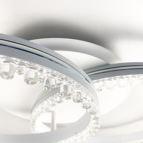 LED люстра на 2 кільця білого кольору з фурнітурою хром Line.F А 55061/2В RGB WH