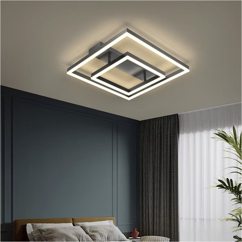 Современный LED-светильник в черном корпусе из двух квадратов 50х50 см | Line F | Арт. 331-500 BK 