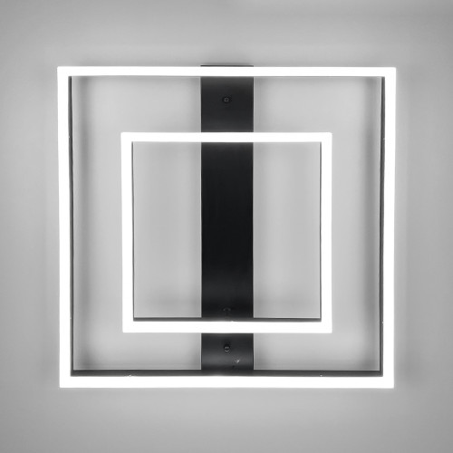 Современный LED-светильник в черном корпусе из двух квадратов 50х50 см | Line F | Арт. 331-500 BK 