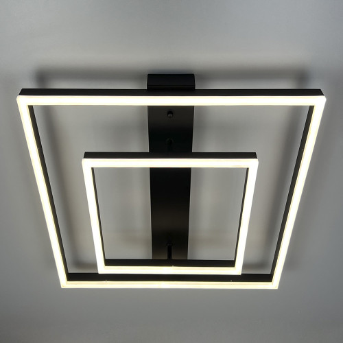Современный LED-светильник в черном корпусе из двух квадратов 50х50 см | Line F | Арт. 331-500 BK 