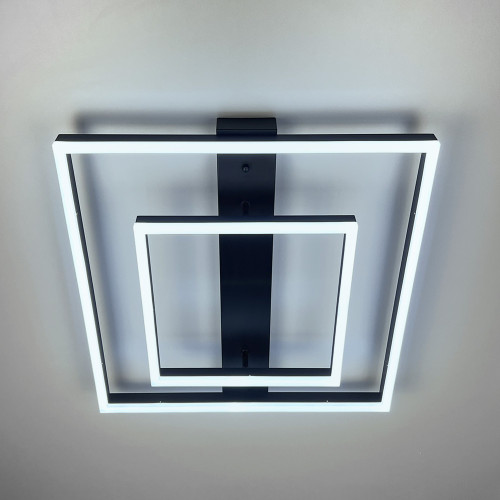 Современный LED-светильник в черном корпусе из двух квадратов 50х50 см | Line F | Арт. 331-500 BK 