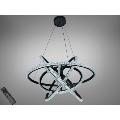 Люстра LED подвесная черная 140Вт пульт до 25м² (арт. D8705/600-6BK)