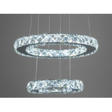 LED Люстра підвіс Кришталеві кільця в вітальню, 30 W, хром