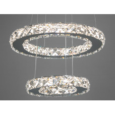 LED Люстра підвіс Кришталеві кільця в вітальню, 30 W, хром