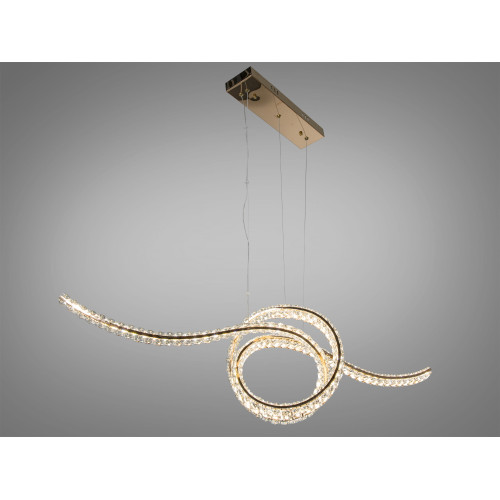 Подвесная люстра LED Diasha золото 85Вт пульт 15м² (арт. D8821/1100x300G)