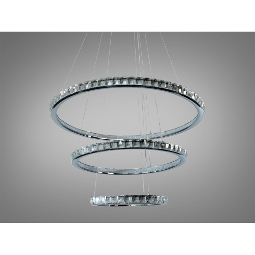 Подвесная LED люстра кольца белая 220 Вт 38-40 м² (арт. 66081/800+600+400CH)