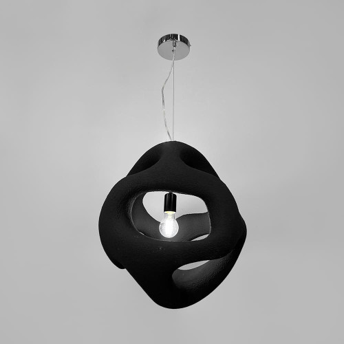Гипсовый светильник в черном цвете Ø 50 см | Line F | Арт. MJ34-450*500 BK 