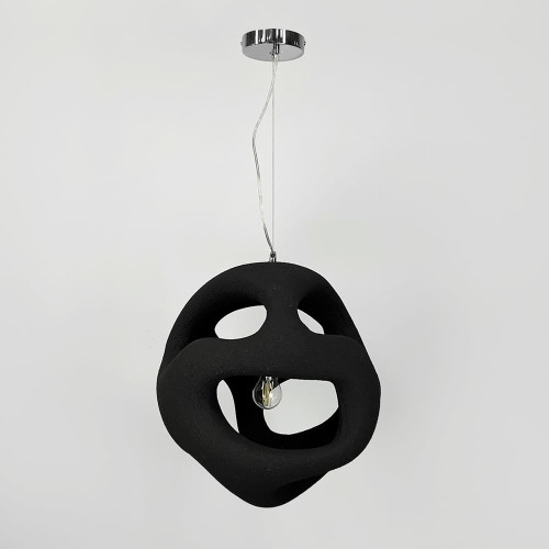 Гипсовый светильник в черном цвете Ø 50 см | Line F | Арт. MJ34-450*500 BK 