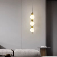 Светодиодный подвес с латунными и белыми шариками 60 см | Line F | Арт. NO22/3 AB 