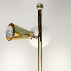 Золотой торшер ABELINA с белым плафоном на два источника света | Line F | Арт. YG8006-2L GD 