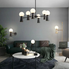 Золотой торшер ABELINA с белым плафоном на два источника света | Line F | Арт. YG8006-2L GD 