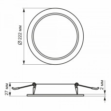 LED світильник Back вбудований круглий VIDEX 20W 5000K