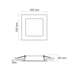 LED світильник Back вбудований квадрат VIDEX 9W 5000K
