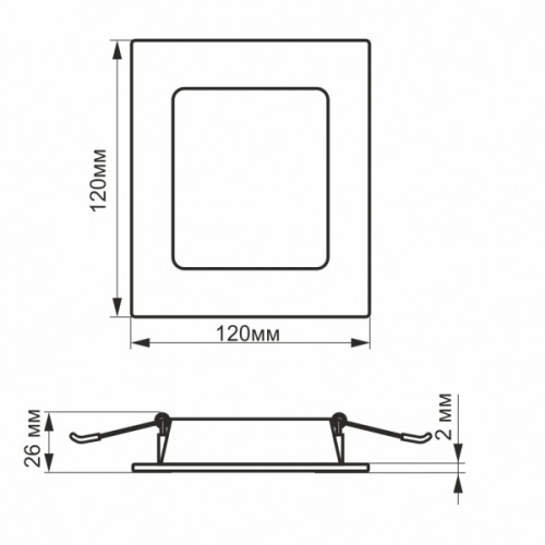 LED світильник Back вбудований квадрат VIDEX 6W 5000K
