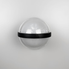 Бра в черном корпусе со световым плафоном-шаром | Line F | Арт. W048/1 BK+WT 