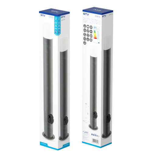 Світильник садовий з розеткою CORTA-P E27 IP44 80 см графіт | Line F | Арт. OS-CORP80G-30 
