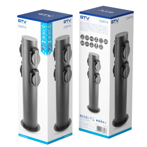 Стовпчик садовий CORTA-P на 4 розетки Schucko IP54 | Line F | Арт. OS-CORP36G-30 