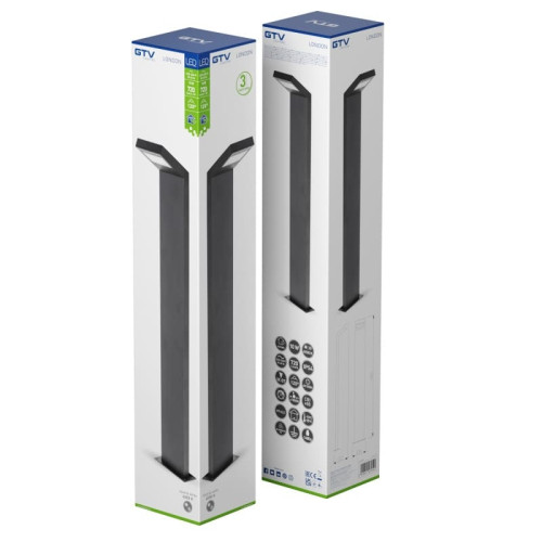 Світильник GTV LONDON 10W, IP54, 4000K, 78см, чорний | Line F | Арт. LD-LON10W78P-10 