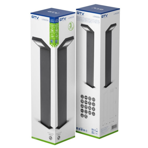 Світильник GTV LONDON 10W, IP54, 4000K, 58см, чорний | Line F | Арт. LD-LON10W58P-10 