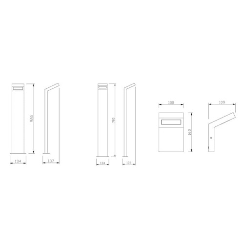Світильник GTV LONDON 10W, IP54, 4000K, 58см, чорний | Line F | Арт. LD-LON10W58P-10 